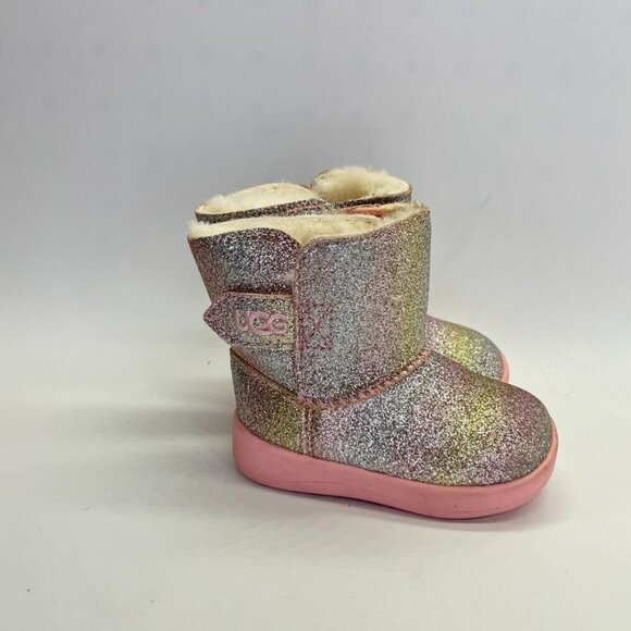 UGG® Keelan II Boot  Baby Size 2/3 in Metallic Glitter, Pink Hook & Loop Closure - Picture 11 of 15